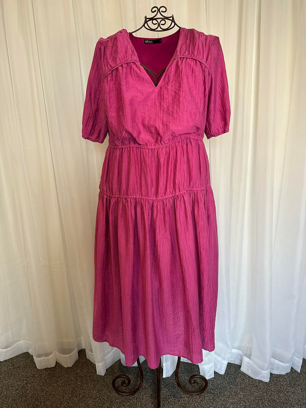 Gloss by Shine On - Briony Tiered Dress (Pink) - Size 14