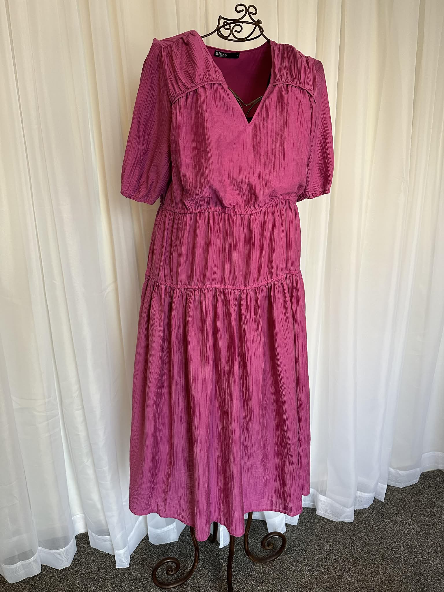 Gloss by Shine On - Briony Tiered Dress (Pink) - Size 14