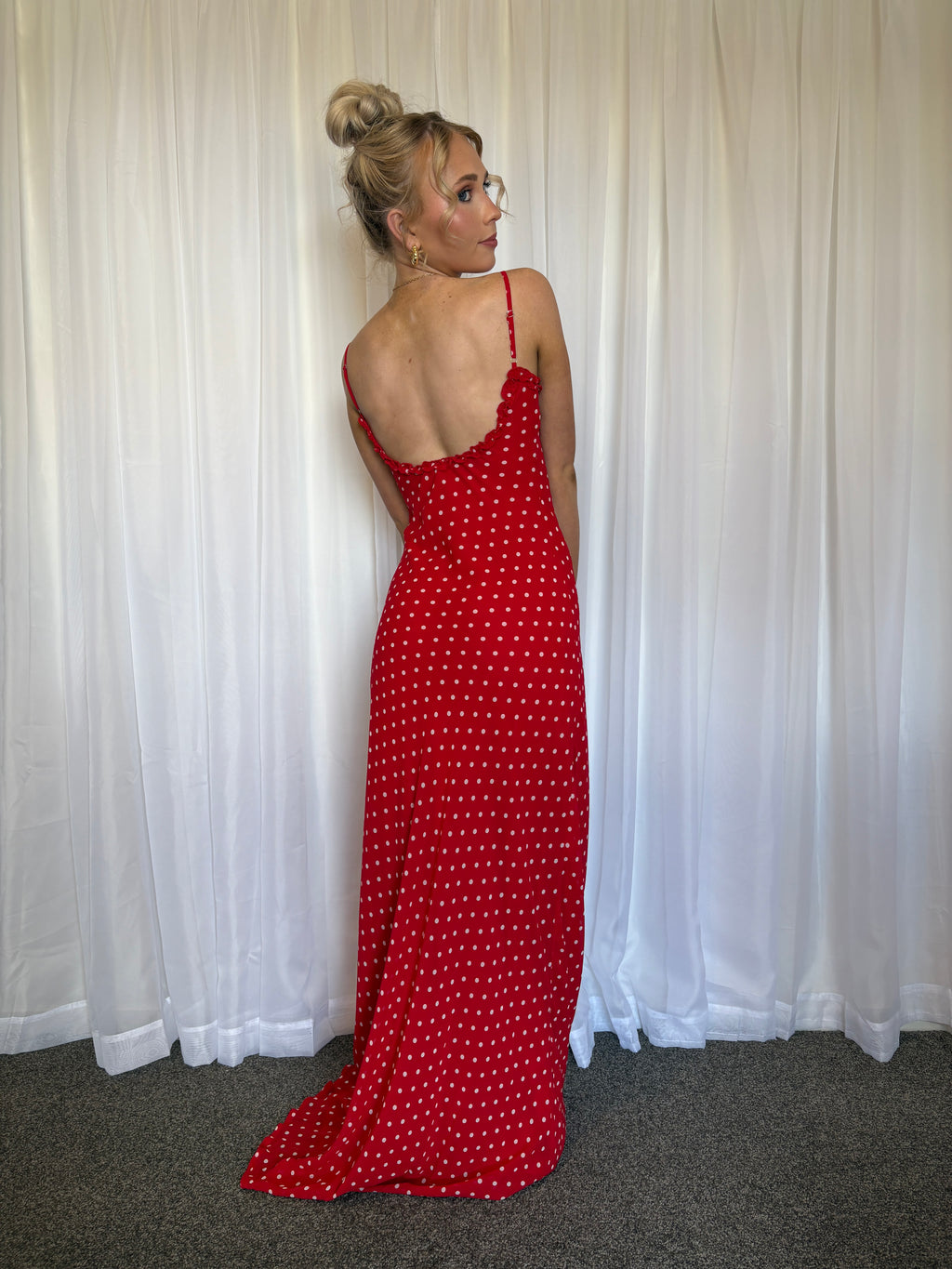 Pareo Maxi Dress - Red Polka Dot Size 6