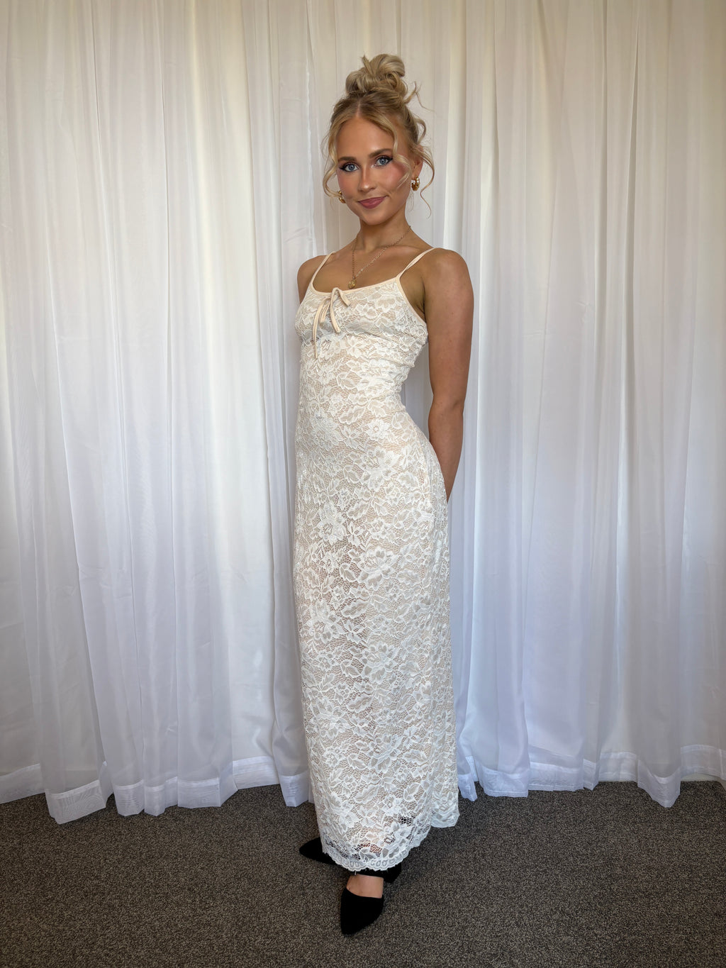 Postcards Lace Midi Dress - Ivory Size 12