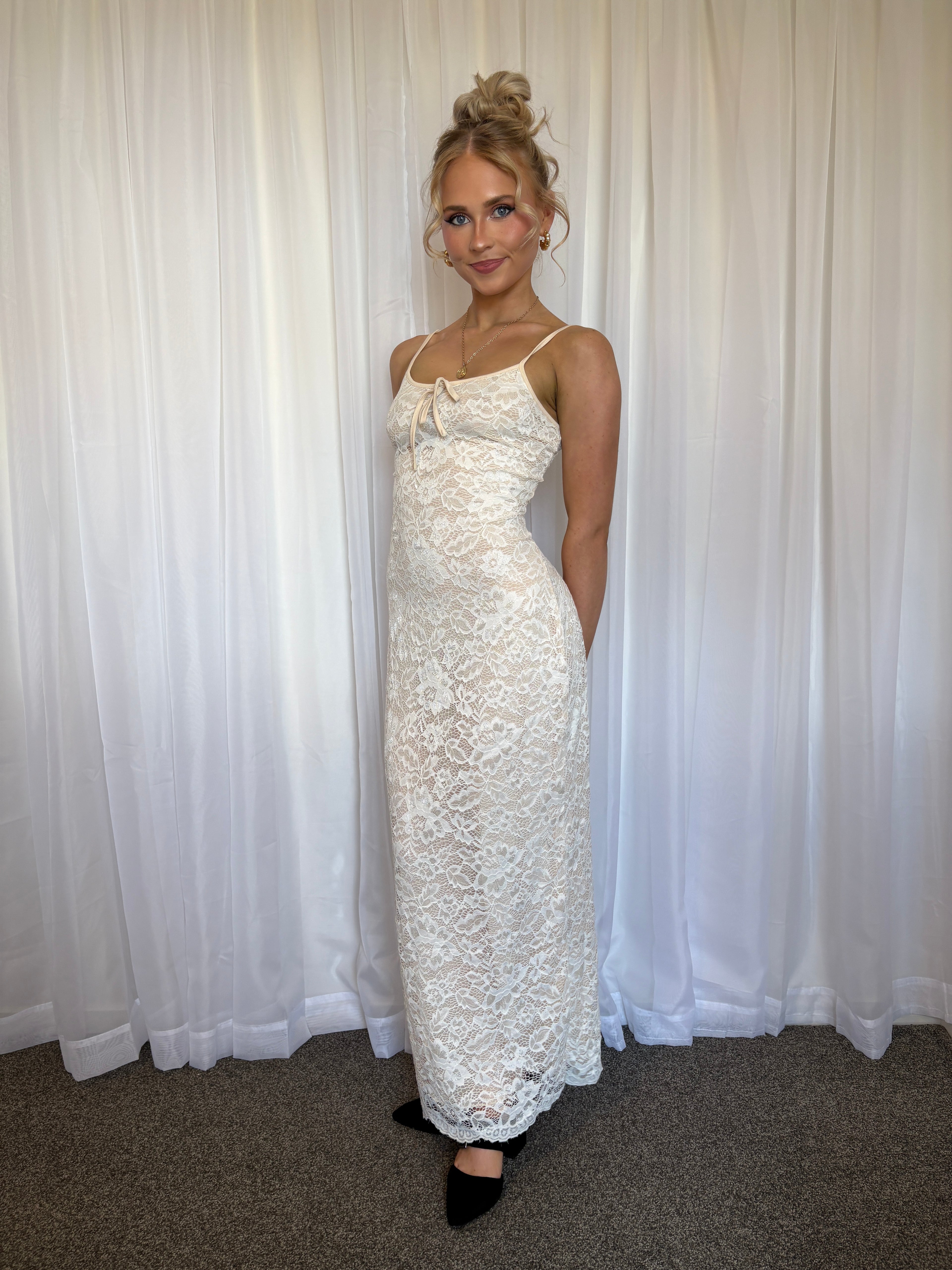 Postcards Lace Midi Dress - Ivory Size 12