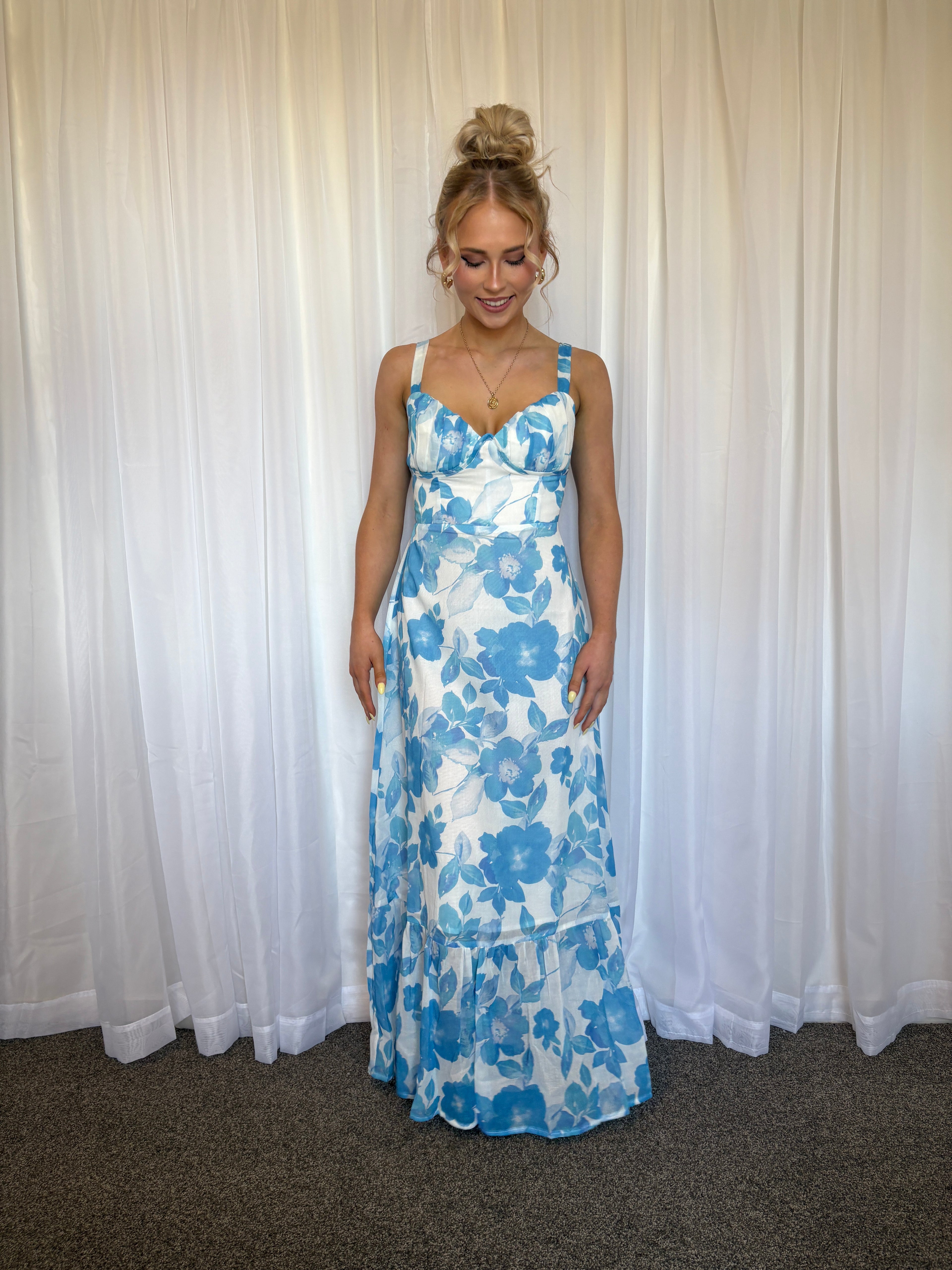 Dilani Maxi Dress - Blue Floral Size 12