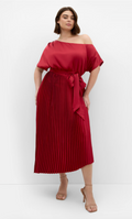 Pleat Payton Midi Dress - Currant Size 16