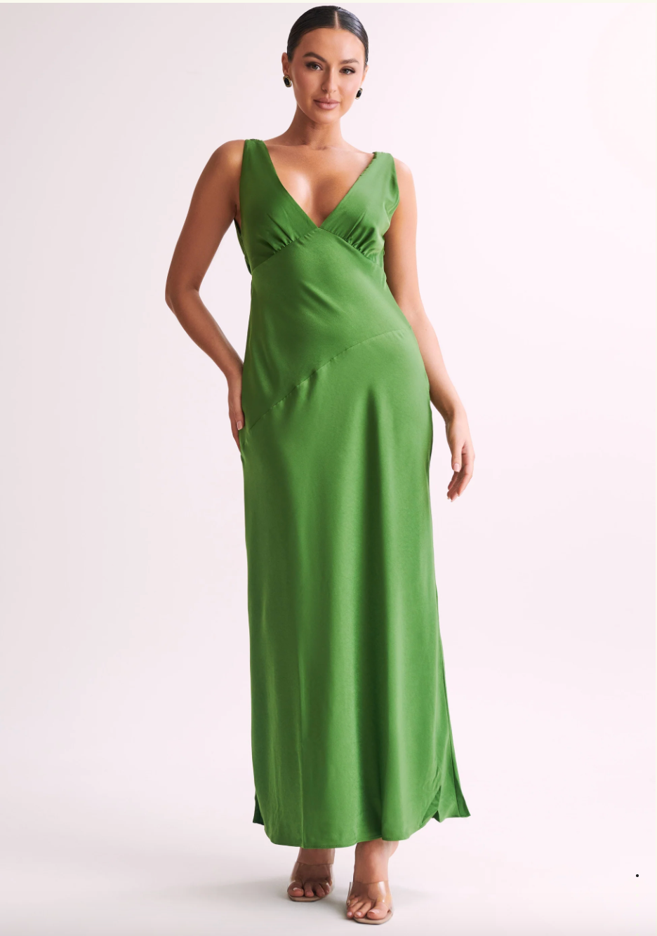 Meshki - Nadia Maxi Satin Dress - Emerald Size Small